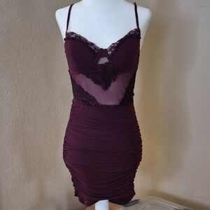Wine Lace Slip Dress
